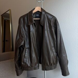 Zara Faux Leather Bomber Jacket